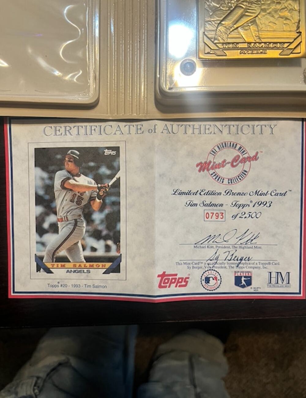1993 Topps Tim Salmon Limited Edition Bronze Mint Card #0793/2500 w/ COA